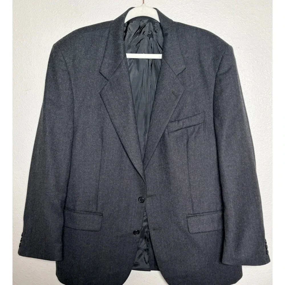 Alexandre London Blazer Mens Jacket 44R Dark Gray Herringbone Wool Sports Coat‎